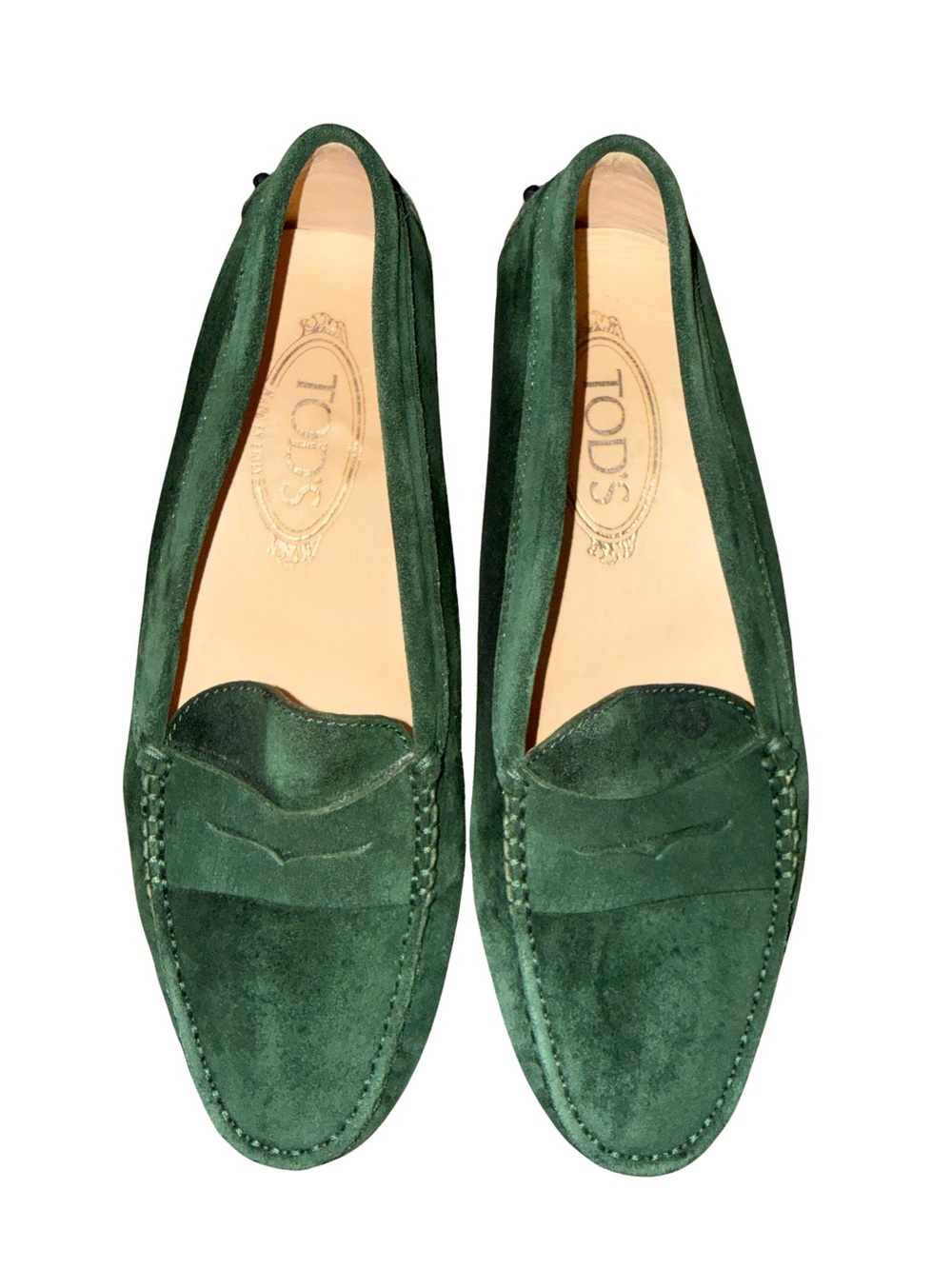TOD’S Green Suede Comfy Driving Loafers 7.5 - Picture 13 of 16
